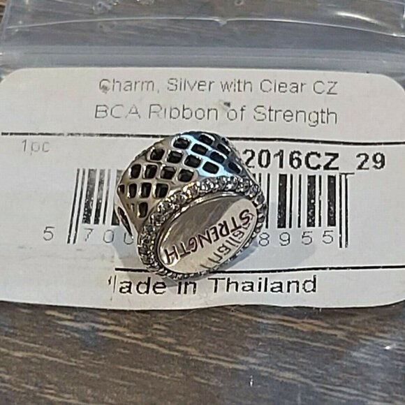 Authentic PANDORA *RETIRED* Double-Sided Ribbon of Strength Charm ENG792016CZ_29 - Picture 5 of 8